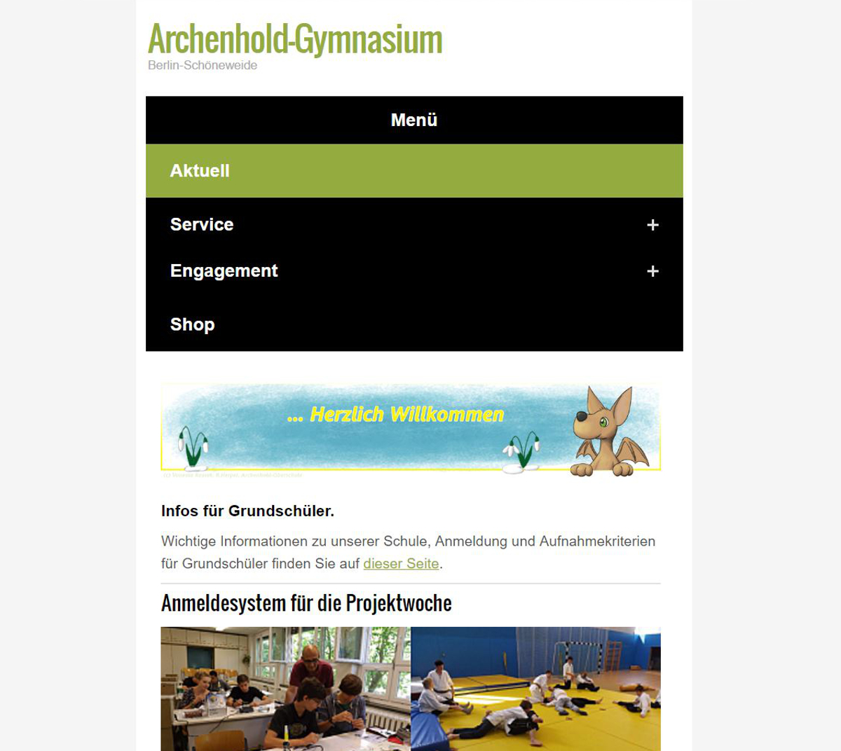 Website des Archenhold-Gymnasium